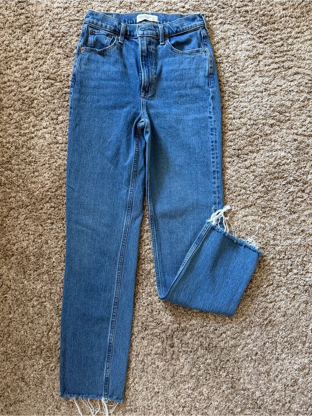 Abercrombie & Fitch High-Rise Blue Straight-Leg Jeans